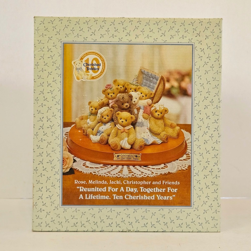 Cherished Teddies 10th Anniversary Figurine 935077 Reunited For A Day Boxed